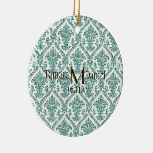 damast glitter keramisch ornament (Rechts)