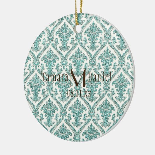 damast glitter keramisch ornament (Links)