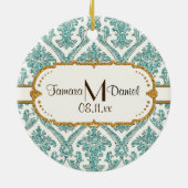 damast glitter keramisch ornament (Achterkant)