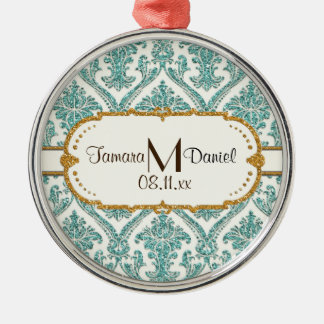 damast glitter metalen ornament