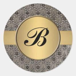 Damast goud monogram envelop seal sticker