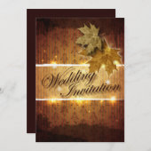 Damast Gouden Bladeren Fall Trouw uitnodiging (Voorkant / Achterkant)