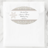 damast kanten ontwerp ovale sticker (Tas)