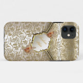 Damast Karamel Crème Beige Goud Amber B Case-Mate iPhone Case (Achterkant (horizontaal))