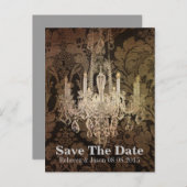  damast kroonluchter bruiloft opslaan van de datum aankondigingskaart (Voorkant / Achterkant)