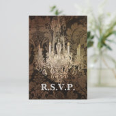 damast kroonluchter bruiloft RSVP reactie (Staand voorkant)