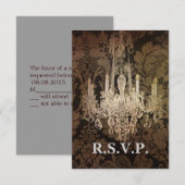  damast kroonluchter bruiloft RSVP reactie Kaartje (Voorkant / Achterkant)