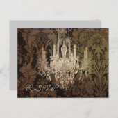  damast kroonluchter bruiloft RSVP Uitnodiging Briefkaart (Voorkant / Achterkant)