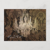  damast kroonluchter bruiloft RSVP Uitnodiging Briefkaart (Voorkant)