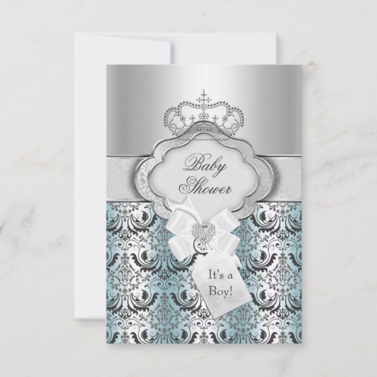 Damast & Kroonprins Baby Shower Uitnodiging (Voorkant)