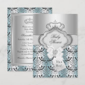 Damast & Kroonprins Baby Shower Uitnodiging (Voorkant / Achterkant)