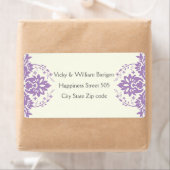 Damast lavendel, grijs, ivoor bruiloft etiket (Insitu)