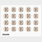 Damast Letter E - Rood Ronde Sticker (Vel)