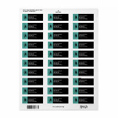 Damast Lint Modern Monogram Groen Zwart V007 Etiket (Full Sheet)