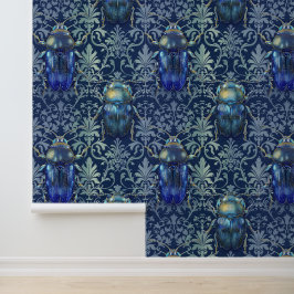 Damast luxe textuur van groen blauw insect bug behang