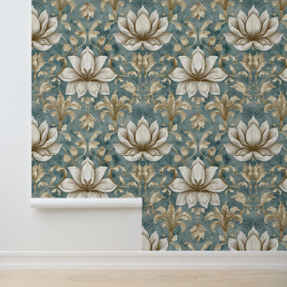 Damast luxe textuur van leliebloesem behang