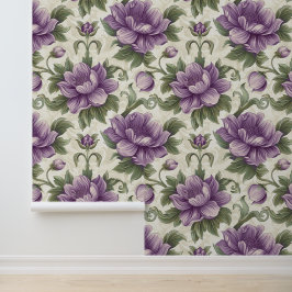 Damast luxe textuur van paarse altvioolbloesem behang