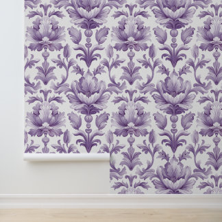 Damast luxe textuur van paarse bloesem behang