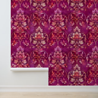 Damast luxe textuur van roze decoratieve bloem behang
