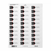 Damast Monogram Adresetiketten Rood Zwart Wit Etiket (Full Sheet)