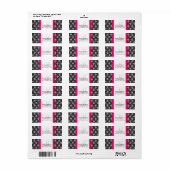 Damast Monogram Adresetiketten Roze Zwart Wit Etiket (Full Sheet)