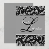 Damast Monogram Uitnodiging (Voorkant / Achterkant)