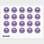 DAMAST MONOGRAM, violet Ronde Sticker (Vel)