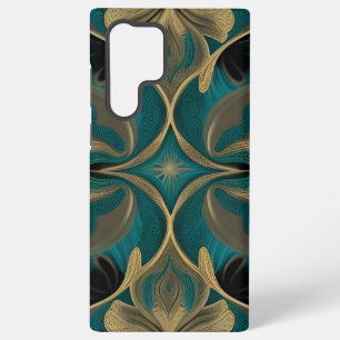 Damast Naadloos Herhalend Patroon Bloemen Turkoois Samsung Galaxy Hoesje