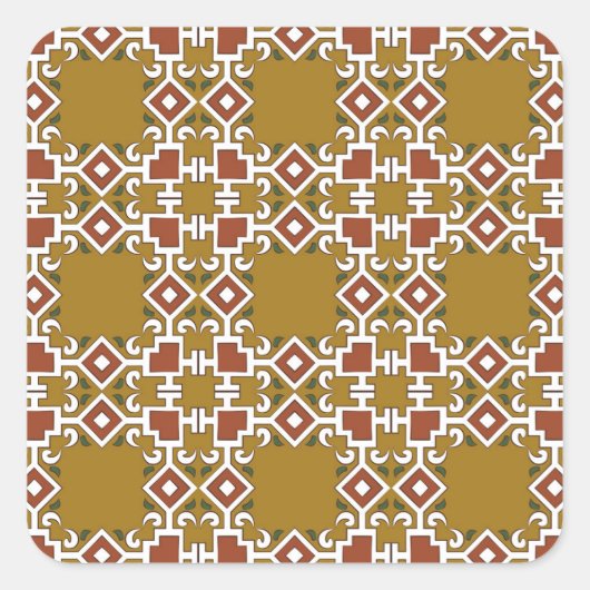 Damast naadloos: patroonachtergrond vierkante sticker (Voorkant)