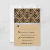 Damast nep zilveren lint herfst bruiloft RSVP kaar Kaart (Achterkant)
