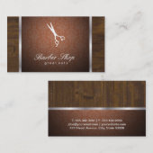 Damast Oranje / Hout / Zilveren Afwerking Visitekaartje (Voorkant / Achterkant)