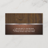 Damast Oranje / Hout / Zilveren Afwerking Visitekaartje (Achterkant)