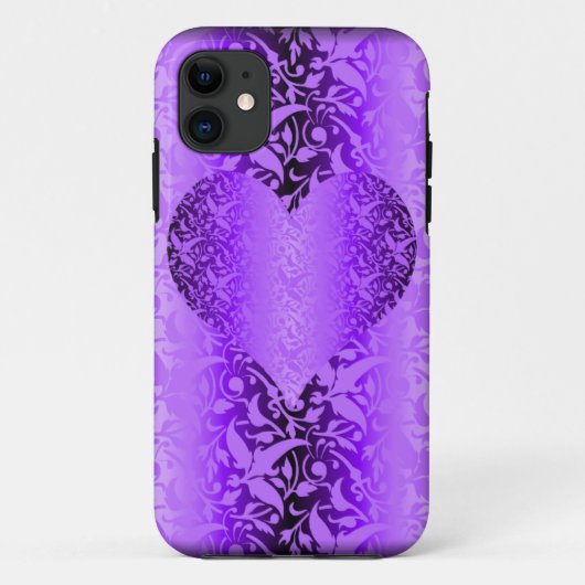 damast paarse hart valentine Case-Mate iPhone case (Achterkant)
