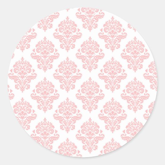 Damast Pastel Roze Perzik  Ronde Sticker (Voorkant)