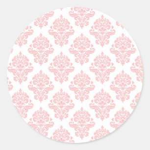 Damast Pastel Roze Perzik Ronde Sticker
