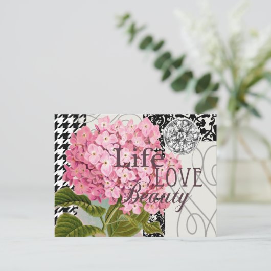 Damast Patroon Bloemen Decor  Briefkaart (Staand voorkant)
