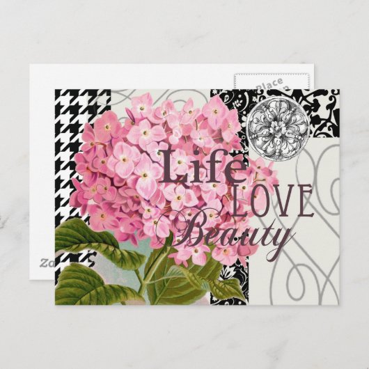 Damast Patroon Bloemen Decor  Briefkaart (Voorkant / Achterkant)