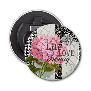 Damast Patroon Bloemen Decor  Button Flesopener