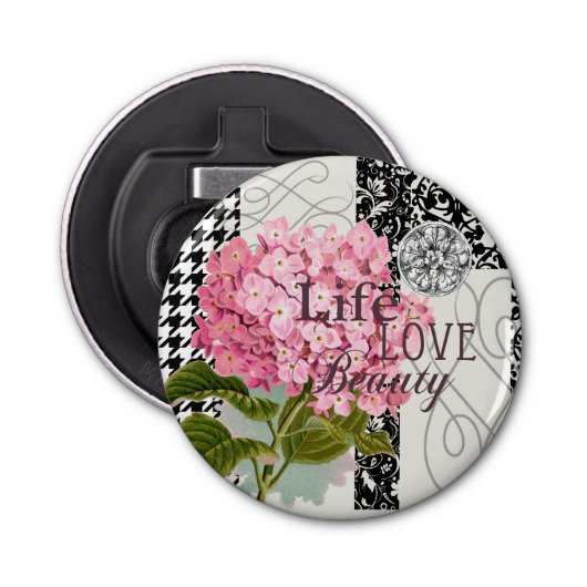 Damast Patroon Bloemen Decor  Button Flesopener (Voorkant)