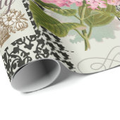 Damast Patroon Bloemen Decor  Cadeaupapier (Rol Hoek)