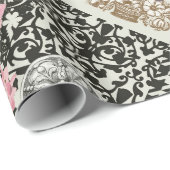 Damast Patroon Bloemen Decor  Cadeaupapier (Rol Hoek)