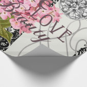 Damast Patroon Bloemen Decor Cadeaupapier (Hoek)