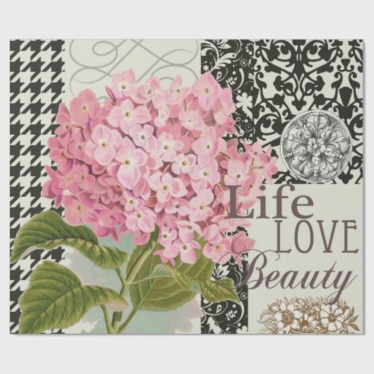 Damast Patroon Bloemen Decor Cadeaupapier (Vlak)