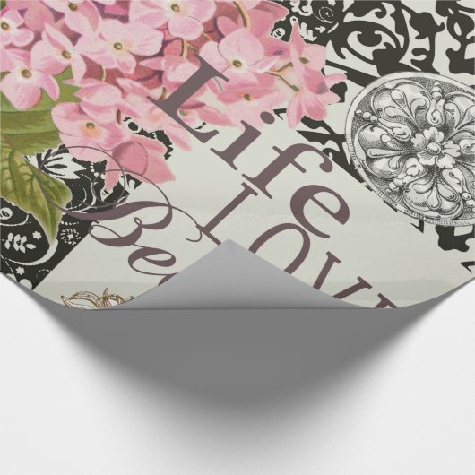 Damast Patroon Bloemen Decor  Cadeaupapier (Hoek)