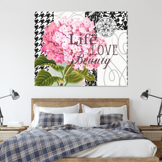 Damast Patroon Bloemen Decor  Canvas Afdruk (Insitu (Slaapkamer))