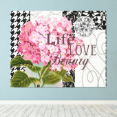 Damast Patroon Bloemen Decor  Canvas Afdruk (Insitu (Houten vloer))