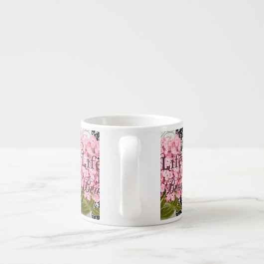 Damast Patroon Bloemen Decor Espresso Kop (Achterkant)