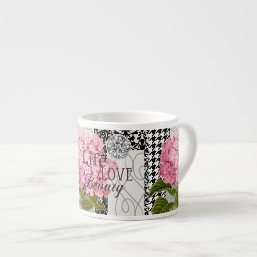 Damast Patroon Bloemen Decor Espresso Kop (Voorkant rechts)