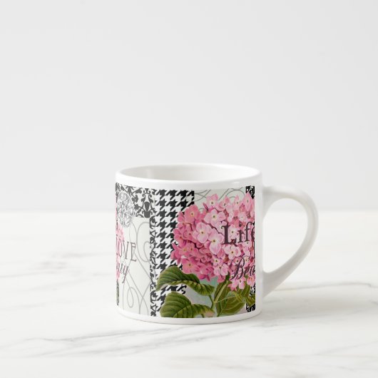 Damast Patroon Bloemen Decor Espresso Kop (Rechts)