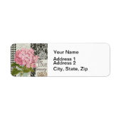 Damast Patroon Bloemen Decor  Etiket (Voorkant)